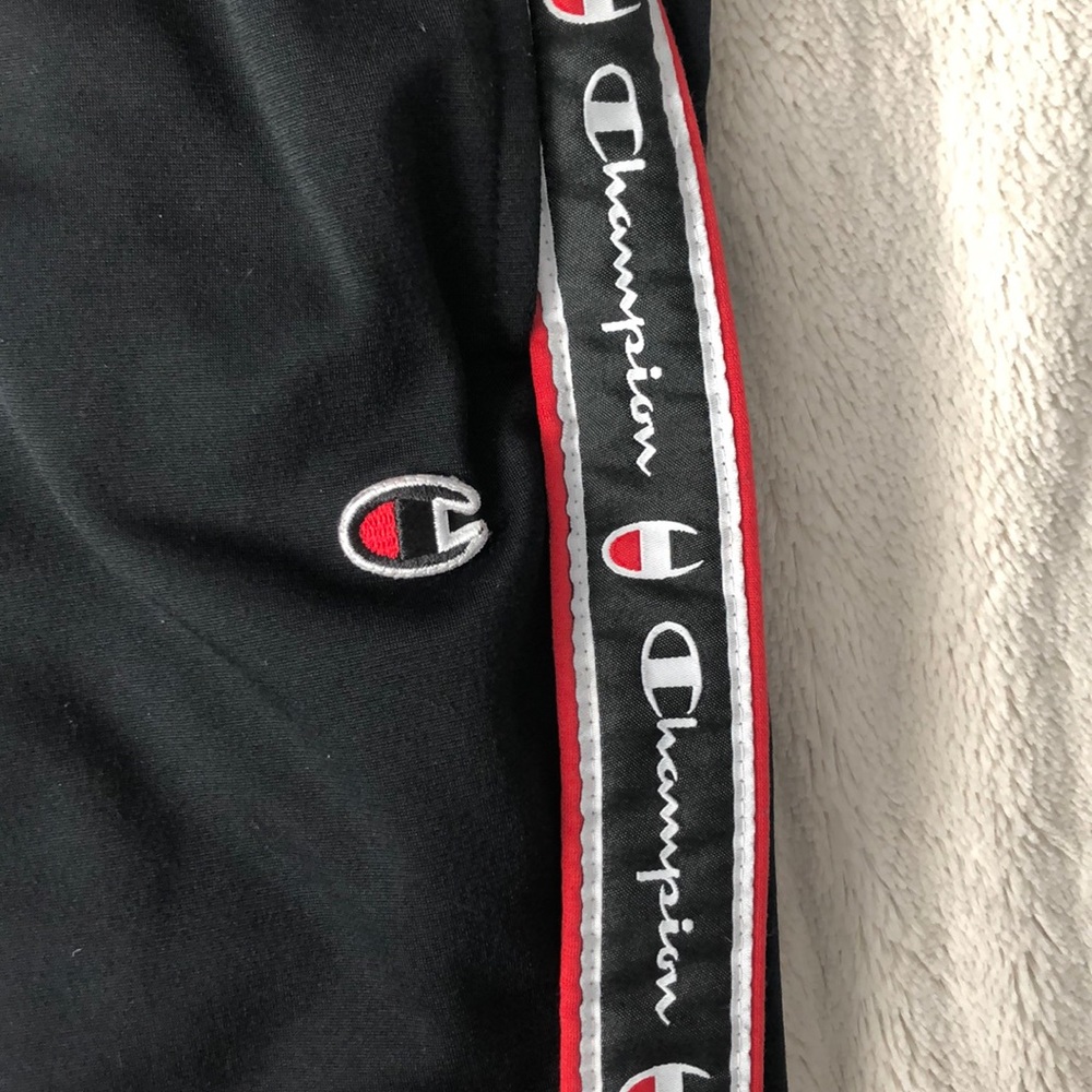 BLACK/WHITE/RED CHAMPION TRACKSUIT BOTTOMS